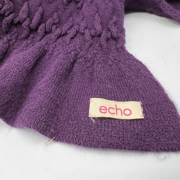 Echo Ruffle Single Layer Texture Knit Purple Acrylic-Blend Casual Winter Scarf - Picture 8 of 8